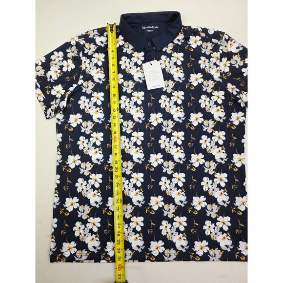 Mizzen Main Size 2XL Trim Mens Navy Floral Neck Logo Polyester Versa Polo NWT - Picture 11 of 12